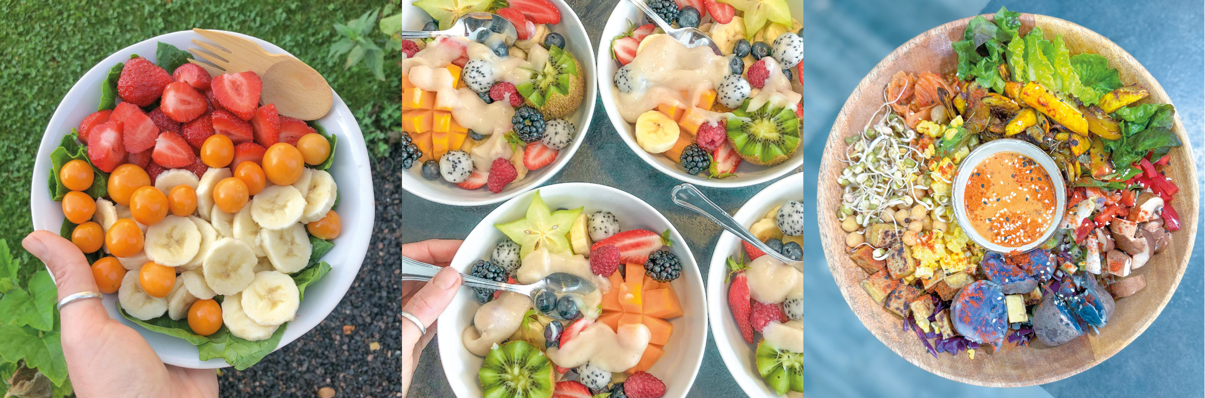 mosaique de plats crus fruitygeekRecettes - Nouvelles Racines