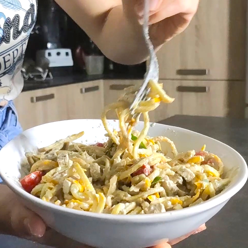 pates pesto carré2Pâtes de légumes au pesto - Nouvelles Racines